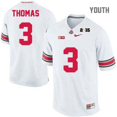 Ohio State Buckeyes Youth Michael Thomas #3 White Authentic Nike 2015 Patch College NCAA Stitched Football Jersey ND19A65AQ